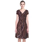 Chocolate Texture, Dark Chocolate Background Short Sleeve Front Wrap Dress