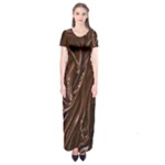 Chocolate Texture, Dark Chocolate Background Short Sleeve Maxi Dress