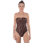 Chocolate Texture, Dark Chocolate Background Tie Back One Piece Swimsuit