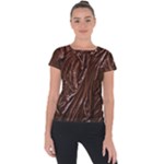 Chocolate Texture, Dark Chocolate Background Short Sleeve Sports Top 