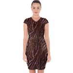 Chocolate Texture, Dark Chocolate Background Capsleeve Drawstring Dress 