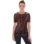 Chocolate Texture, Dark Chocolate Background Shoulder Cut Out Short Sleeve Top