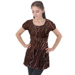 Chocolate Texture, Dark Chocolate Background Puff Sleeve Tunic Top