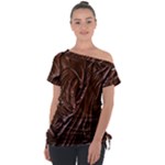 Chocolate Texture, Dark Chocolate Background Off Shoulder Tie-Up T-Shirt