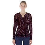 Chocolate Texture, Dark Chocolate Background V-Neck Long Sleeve Top