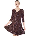 Chocolate Texture, Dark Chocolate Background Quarter Sleeve Front Wrap Dress