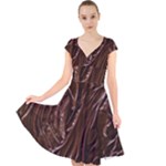 Chocolate Texture, Dark Chocolate Background Cap Sleeve Front Wrap Midi Dress