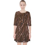 Chocolate Texture, Dark Chocolate Background Quarter Sleeve Pocket Dress