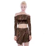 Chocolate Texture, Dark Chocolate Background Off Shoulder Top with Mini Skirt Set