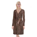 Chocolate Texture, Dark Chocolate Background Long Sleeve Velvet Front Wrap Dress