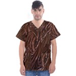 Chocolate Texture, Dark Chocolate Background Men s V-Neck Scrub Top