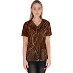 Chocolate Texture, Dark Chocolate Background Women s V-Neck Scrub Top