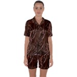 Chocolate Texture, Dark Chocolate Background Satin Short Sleeve Pajamas Set