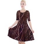 Chocolate Texture, Dark Chocolate Background Quarter Sleeve A-Line Dress