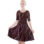 Chocolate Texture, Dark Chocolate Background Quarter Sleeve A-Line Dress With Pockets