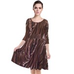 Chocolate Texture, Dark Chocolate Background Quarter Sleeve Waist Band Dress