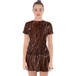 Chocolate Texture, Dark Chocolate Background Drop Hem Mini Chiffon Dress