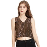 Chocolate Texture, Dark Chocolate Background V-Neck Cropped Tank Top