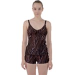 Chocolate Texture, Dark Chocolate Background Tie Front Two Piece Tankini