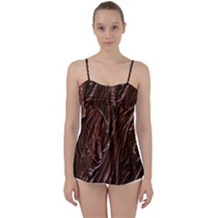 Chocolate Texture, Dark Chocolate Background Babydoll Tankini Top from ArtsNow.com