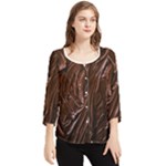 Chocolate Texture, Dark Chocolate Background Chiffon Quarter Sleeve Blouse