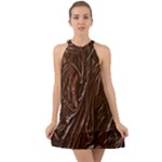 Chocolate Texture, Dark Chocolate Background Halter Tie Back Chiffon Dress