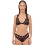 Chocolate Texture, Dark Chocolate Background Double Strap Halter Bikini Set