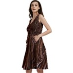 Chocolate Texture, Dark Chocolate Background Sleeveless V-Neck Skater Dress with Pockets