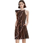 Chocolate Texture, Dark Chocolate Background Cocktail Party Halter Sleeveless Dress With Pockets