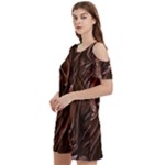 Chocolate Texture, Dark Chocolate Background Women s Cold Shoulder Round Neck Mini Dress