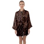 Chocolate Texture, Dark Chocolate Background Long Sleeve Satin Kimono