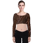 Chocolate Texture, Dark Chocolate Background Velvet Long Sleeve Crop Top