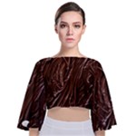 Chocolate Texture, Dark Chocolate Background Tie Back Butterfly Sleeve Chiffon Top