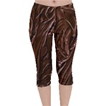 Chocolate Texture, Dark Chocolate Background Velvet Capri Leggings 