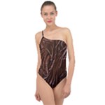 Chocolate Texture, Dark Chocolate Background Classic One Shoulder Swimsuit