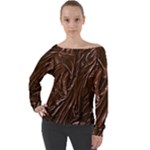 Chocolate Texture, Dark Chocolate Background Off Shoulder Long Sleeve Velour Top