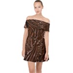 Chocolate Texture, Dark Chocolate Background Off Shoulder Chiffon Dress