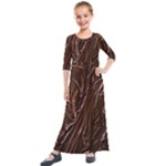 Chocolate Texture, Dark Chocolate Background Kids  Quarter Sleeve Maxi Dress