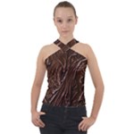 Chocolate Texture, Dark Chocolate Background Cross Neck Velour Top