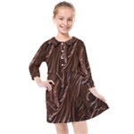 Chocolate Texture, Dark Chocolate Background Kids  Quarter Sleeve Shirt Dress