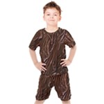 Chocolate Texture, Dark Chocolate Background Kids  T-Shirt and Shorts Set