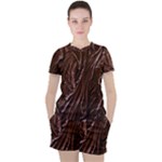 Chocolate Texture, Dark Chocolate Background Women s T-Shirt and Shorts Set