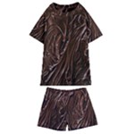 Chocolate Texture, Dark Chocolate Background Kids  Swim T-Shirt and Shorts Set