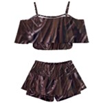 Chocolate Texture, Dark Chocolate Background Kids  Off Shoulder Skirt Bikini