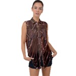 Chocolate Texture, Dark Chocolate Background Sleeveless Chiffon Button Shirt