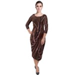 Chocolate Texture, Dark Chocolate Background Quarter Sleeve Midi Velour Bodycon Dress