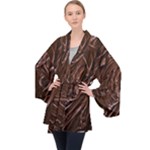 Chocolate Texture, Dark Chocolate Background Long Sleeve Velvet Kimono 