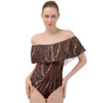 Chocolate Texture, Dark Chocolate Background Off Shoulder Velour Bodysuit 