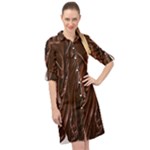 Chocolate Texture, Dark Chocolate Background Long Sleeve Mini Shirt Dress