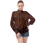 Chocolate Texture, Dark Chocolate Background High Neck Long Sleeve Chiffon Top